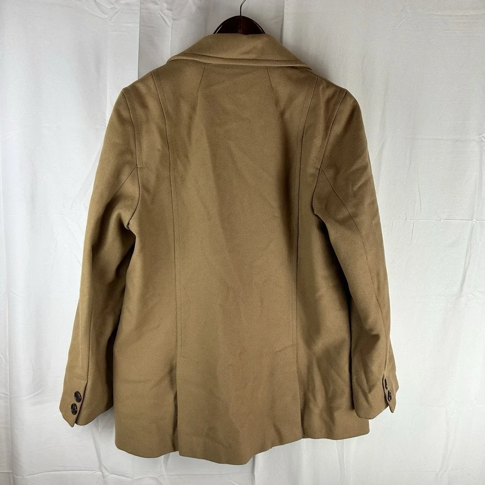 J. CREW Double Breasted Wool Blend Pea Coat Camel Jacket Women's Size Large Y2K - Picture 8 of 13